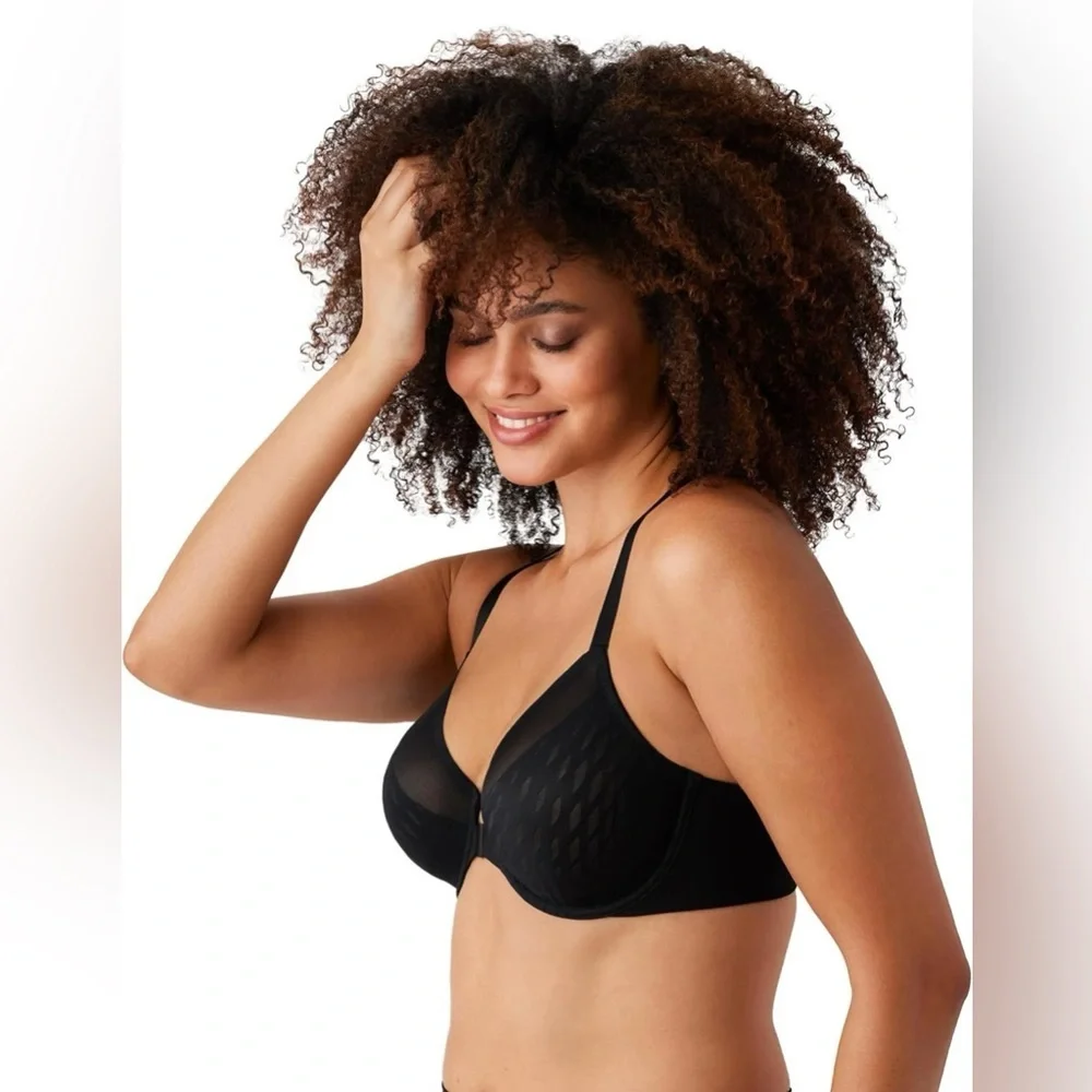 Wacoal Elevated Allure Front Close Underwire Bra Size 38DDD Black Lift 855436